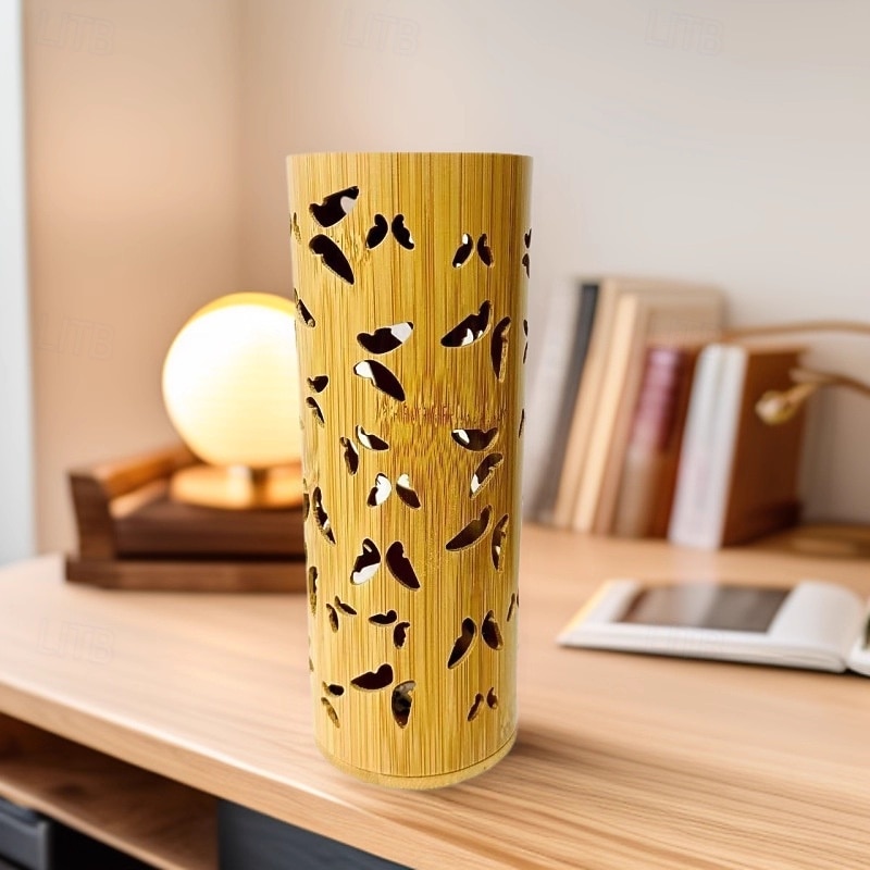 Lampă de proiecție cu fluture din bambus, sursă de alimentare USB, lampă de decor pentru dormitor, sufragerie, noptieră, lumină de noapte, înălțime 20 cm 2026 - $28.99 –P8