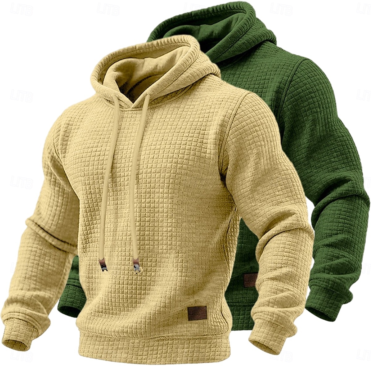 Hombre Sudadera Sudadera con capucha y diseño de gofres Pull-over Blanco+Gris Oscuro Con Capucha Plano Bolsillo canguro Con Texturas Casual Diario Deporte Ropa de calle Fresco Ropa deportiva Otoño 2026 - $34.99 –P5