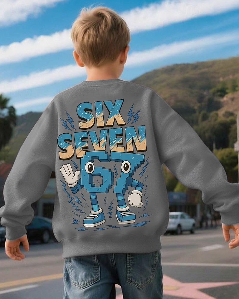 Unisex Boys' 3D Graphic Funny Slang 67 Sweatshirt Pullover Long Sleeve 3D Print Spring Fall Active Fashion Streetwear Kids 4-12 Years Crew Neck Casual Daily Outdoor Regular Fit 2026 - $18.49 –P7