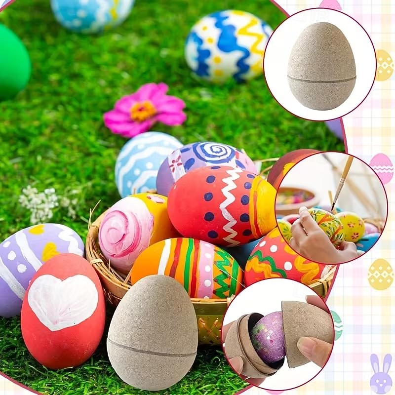 10 ks papírových velikonočních vajíček, 3 palce, vajíčka z papírmaché, DIY velikonoční papírová vajíčka na velikonoční tvoření, hledání velikonočních vajíček, dárky do velikonočních košíků 2026 - $15.99 –P4