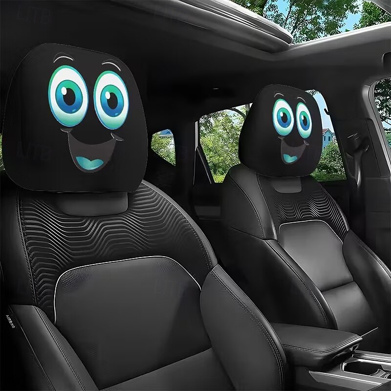 2 قطعة من أغطية مسند رأس السيارة المطبوعة عليها قبعة عيد الميلاد المدهشة، ديكور السيارة، بدون حشو، سهلة التركيب والغسل، مناسبة للسفر لمسافات طويلة لتخفيف التعب، ديكور سيارة مضحك مثالي 2026 - $9.49 –P7