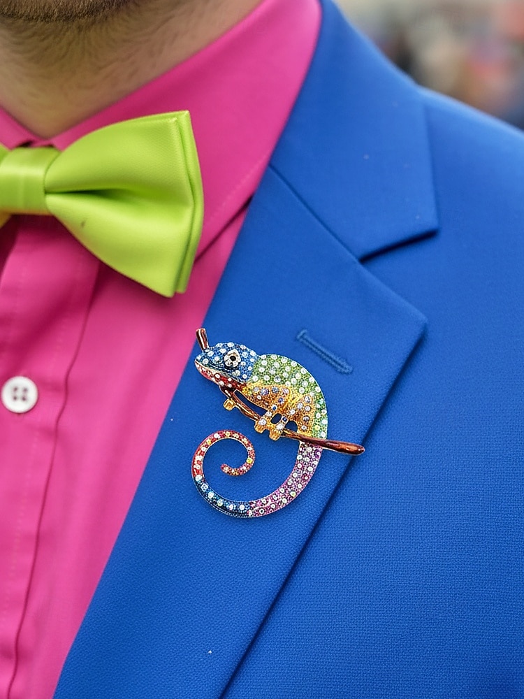 Spilla in lega per uomo Chameleon disponibile in più colori perfetta per il carnevale e balli in maschera accessorio divertente e alla moda del 2026 a $11.99 –P3