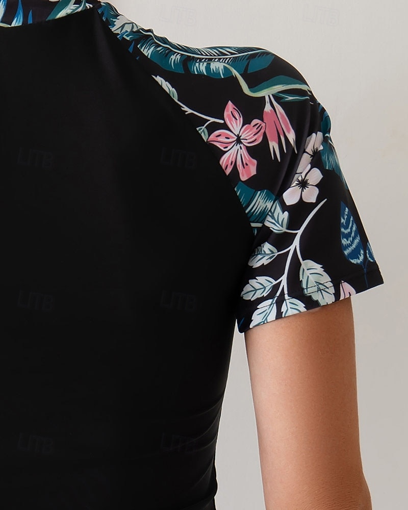 Γυναικεία Προστατευτικά Μαγιό με φλοράλ print Μαγιό Φλοράλ Πολύ Ελαφρύ (UL) Προστασία UV Ελαστικό Κοντομάνικο Μαγιό Σέρφινγκ Ψαροντούφεκο Καλοκαίρι 2026 - $20.99 –P13