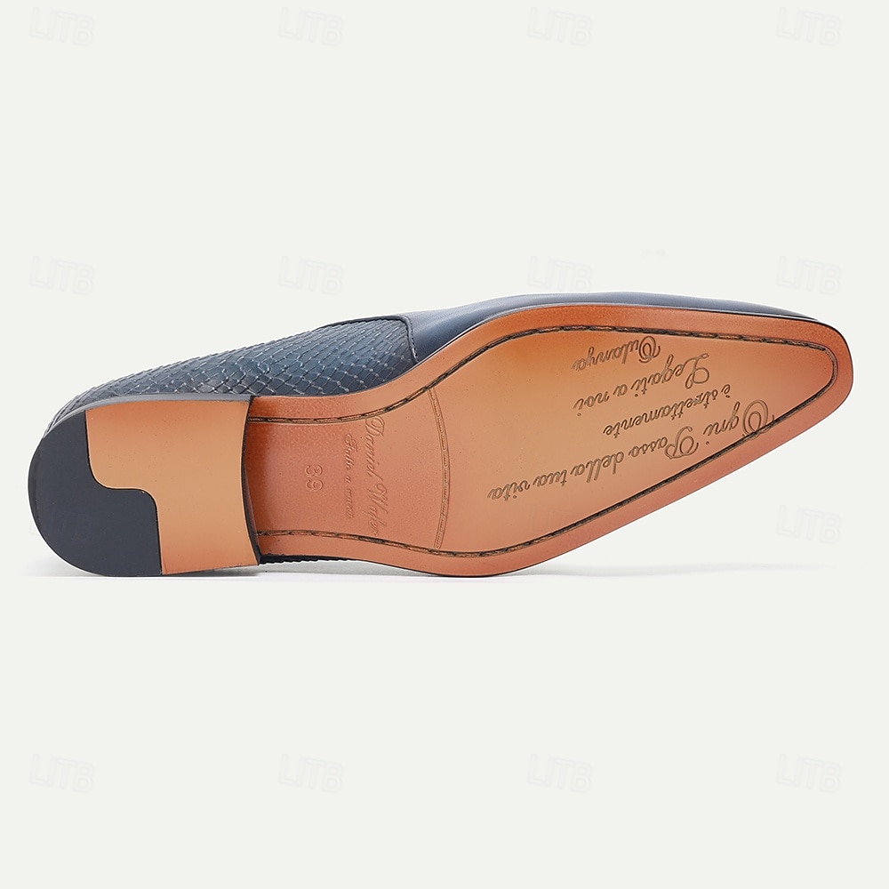 Blaue Herren-Schnürschuhe aus Leder mit Krokodilprägung – luxuriöse Schnürschuhe mit trendigem Design, ideal für Abendgarderobe, Partys und besondere Anlässe 2026 - $109.99 –P6