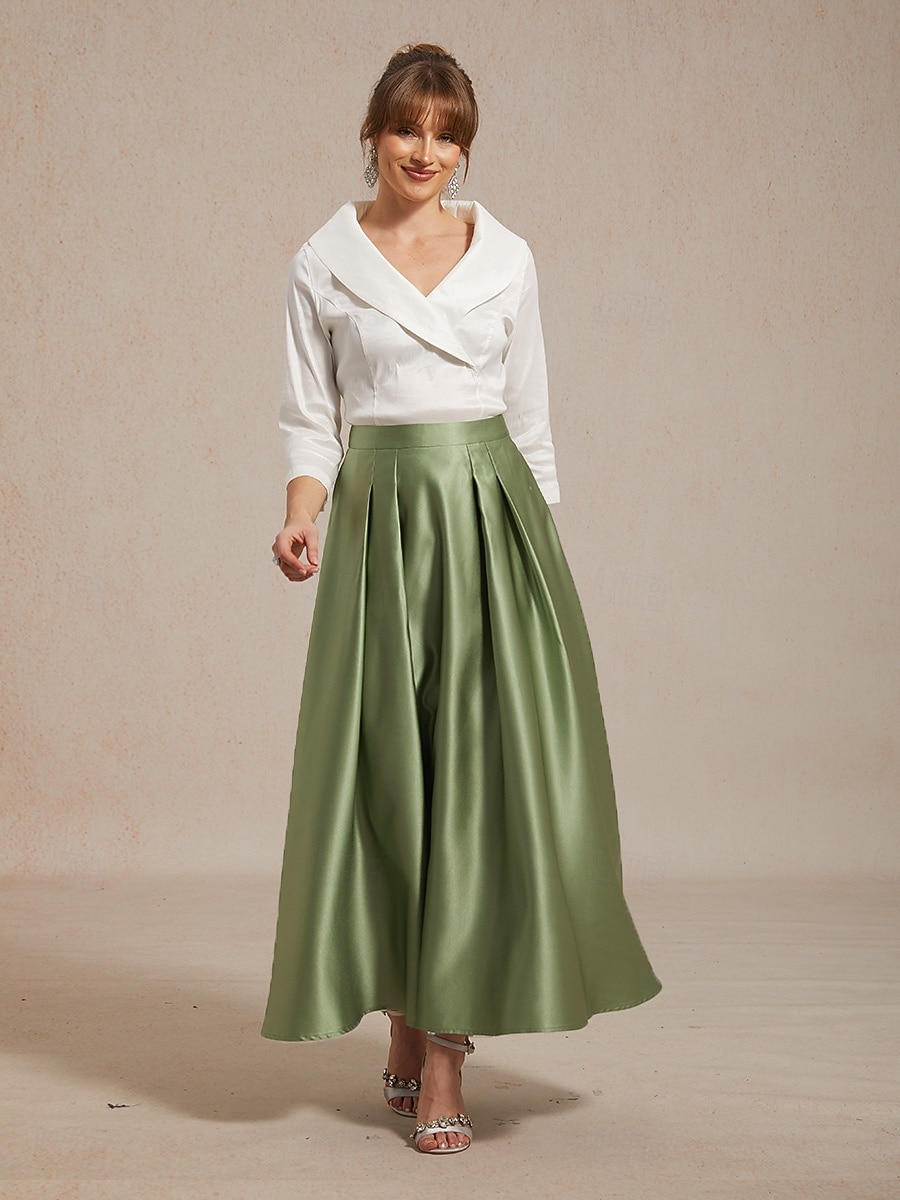 Dámské Saténové sukně Elegantní Maxi Středně vysoký pas Sukně Lehce elastické Koktejlový večírek Svatba Host Mechově zelená Léto Satén 2026 - $72.99 –P6