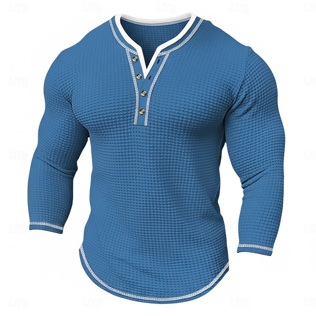 Homens Camiseta Camisa Waffle Henley Camisa Henley T-shirt Manga Longa Decote V Henley Primavera & Outono Todas as Estações Bloco de cor Moda Designer Básico Patchwork duas peças falsas Casual Férias de 2026 por $17.99 –P1