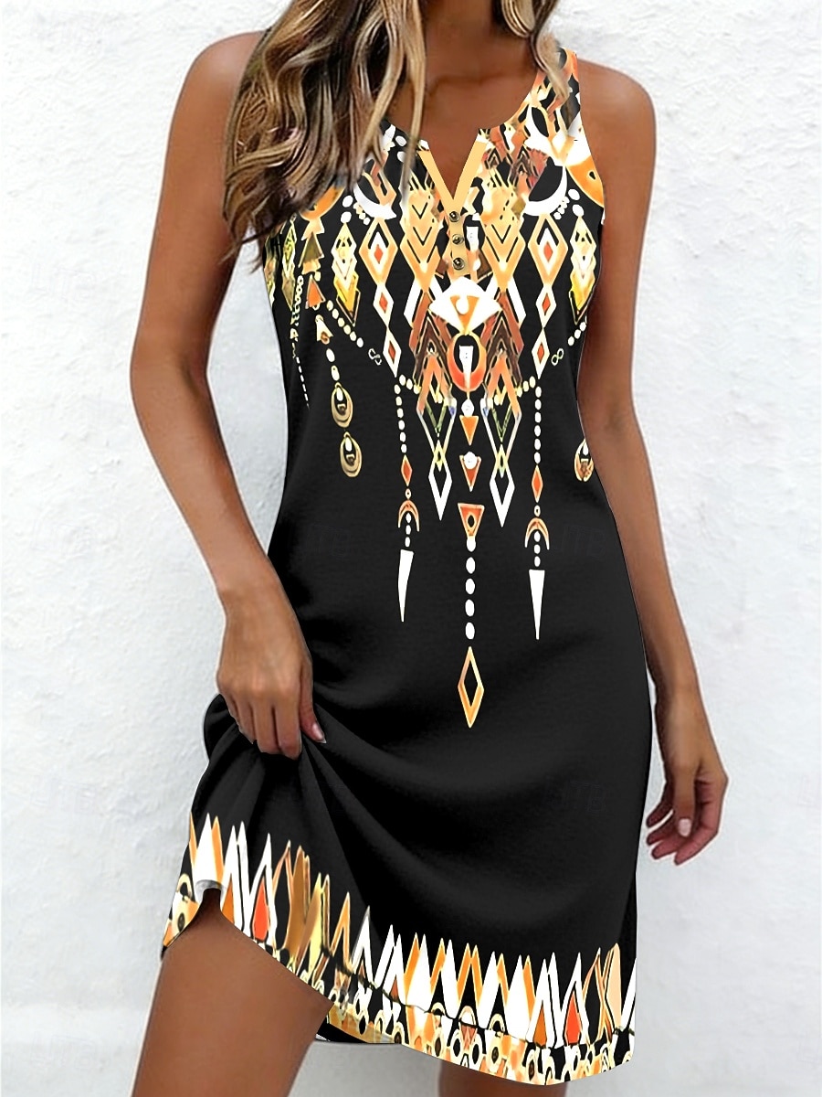 Per donna Mini Abito Abito a Tubino Vestito Estivo Abito Estivo Abito a spalle scoperte Vacanza Casual Quotidiano Ferie Uscire Vestibilità regolare Grafico Tribale Astratto Senza Maniche Scollo a V del 2026 a $24.99 –P2