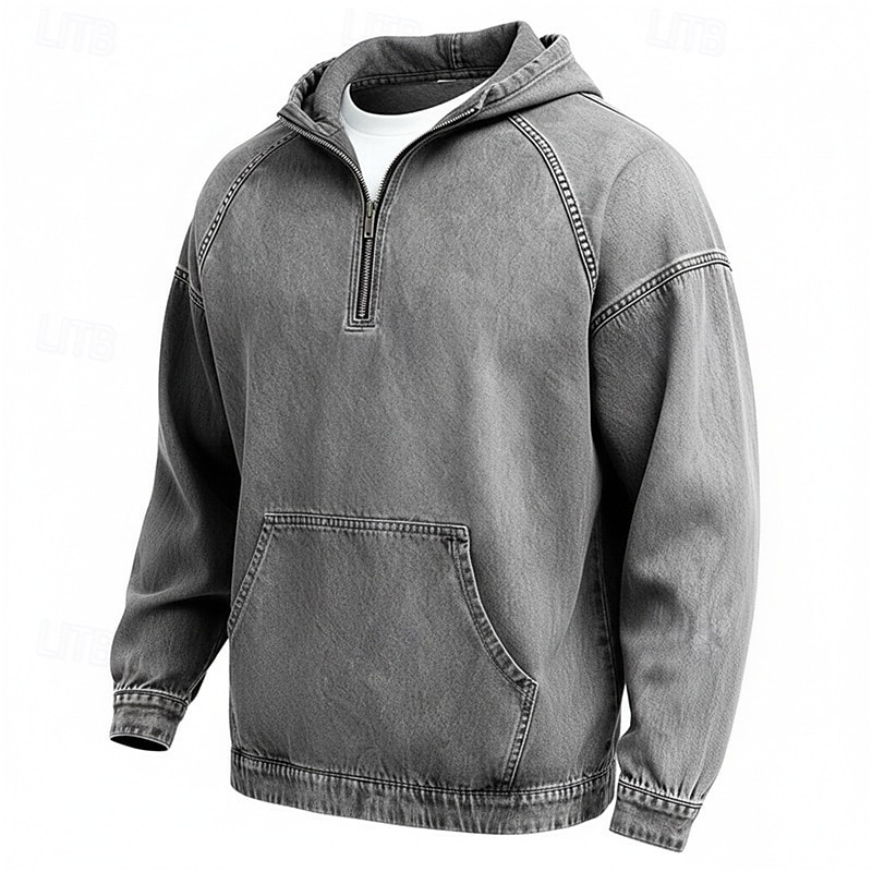 Муж. Толстовка Толстовка с капюшоном и пуловером Толстовка с капюшоном на молнии Синий Абрикосовый Розовый Военно-зеленный Темно синий Капюшон Полотняное плетение Пэчворк Карман кенгуру 2026 - $41.99 –P3