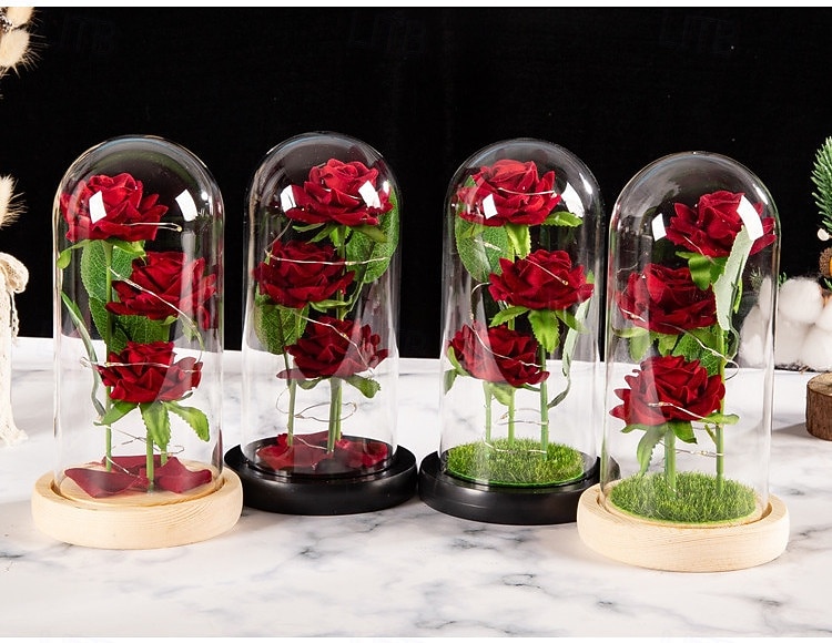 Luz nocturna decorativa de rosa LED simulada para el Día de la Madre 21.5 * 11.5CM Regalo para novia esposa y madre Luz ornamental de ambiente en dormitorio interior batería AAA cubierta transparente 2026 - $12.99 –P1