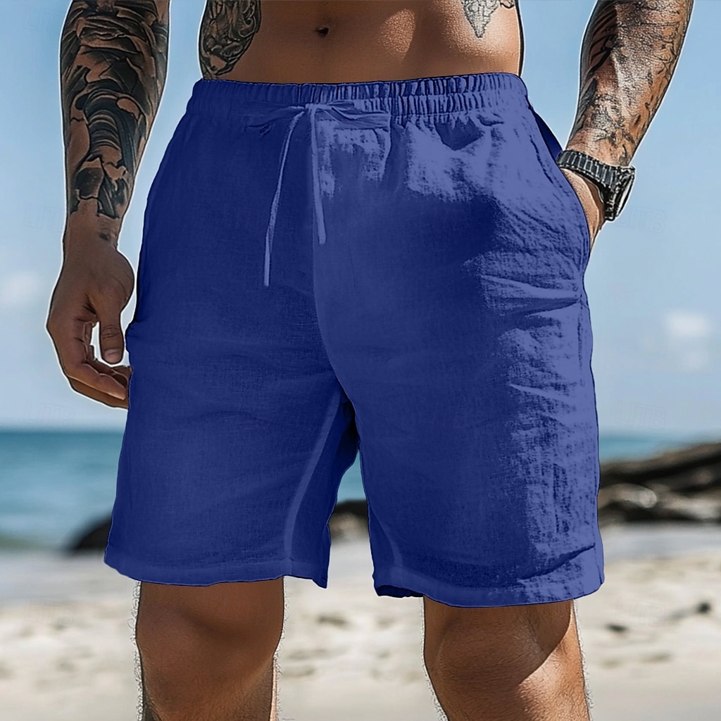 Men's Shorts Summer Shorts Beach Shorts Baggy Shorts Drawstring Elastic Waist Straight Leg Plain Comfort Breathable Short Casual Daily Outdoor Vacation Classic Style Black White Inelastic 2026 - $18.99 –P16