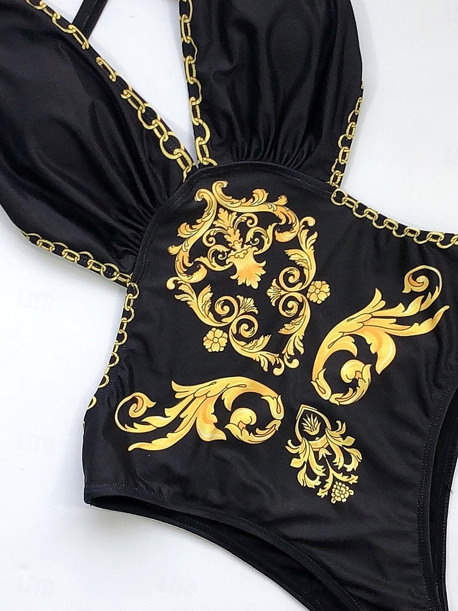 Kobiety jednoczęściowy strój kąpielowy wyszczuplający seksowny z wycięciem Boho monokini modelujący brzuch wysoki pas smukły bez pleców na wakacje plażowe z kwiatowym dekoltem bezrękawnik 2026 - $24.99 –P3