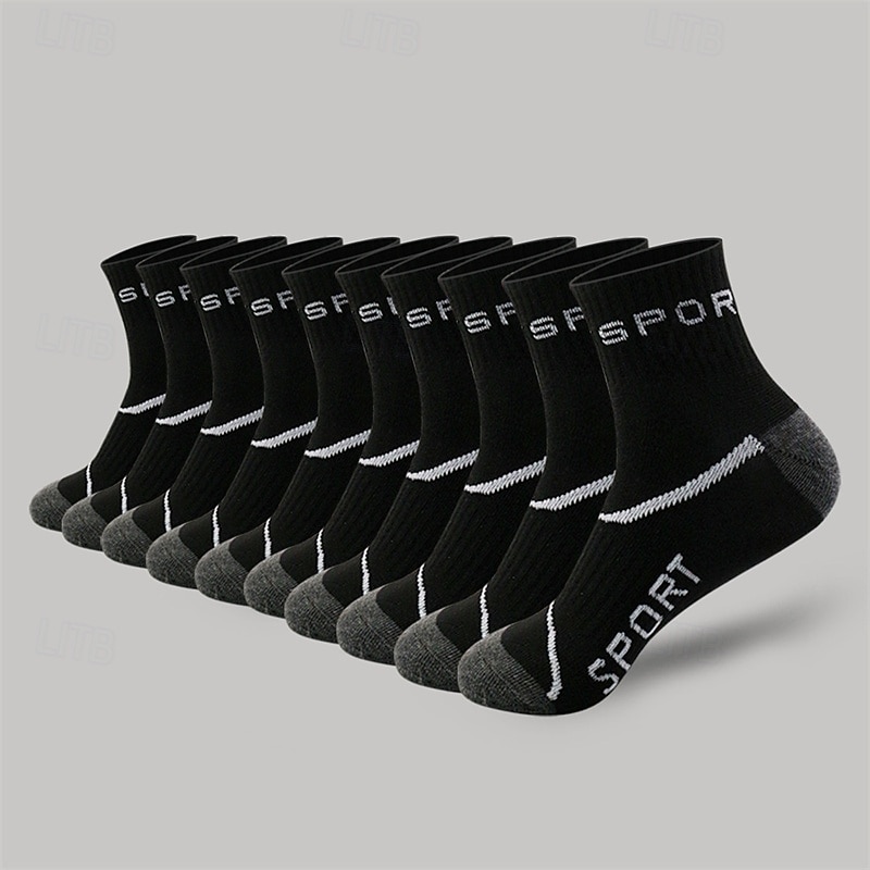 Hombre 10 pares Calcetín Calcetines para correr Calcetines informales Negro Blanco Color Bloque de color Texto Exterior Vacaciones Ropa Cotidiana Medio Primavera Otoño Moda Ropa de calle 2026 - $8.49 –P3