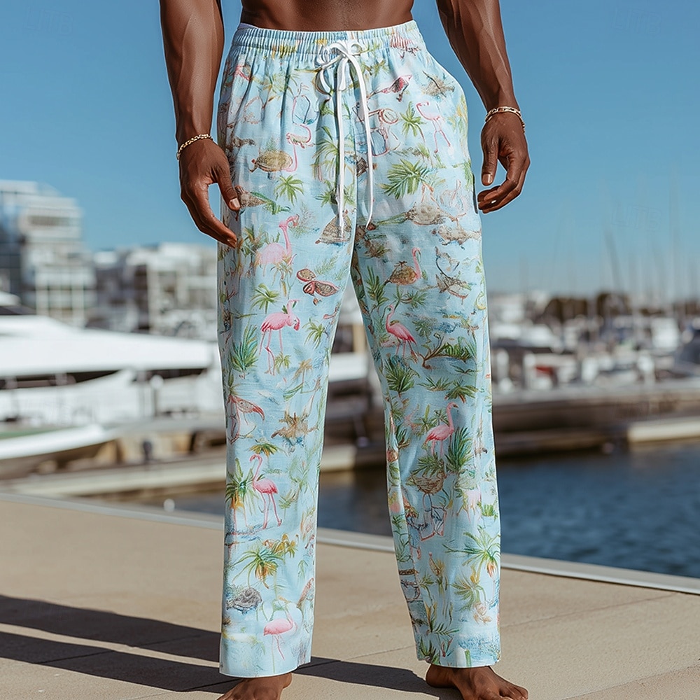Ανδρικά Φοινικόπτερος Δέντρο καρύδας Τροπικά φυτά Παντελόνια Casual παντελόνι Φαρδύ παντελόνι Μεσαία Μέση Χαβανέζα ΕΞΩΤΕΡΙΚΟΥ ΧΩΡΟΥ Διακοπές Ρούχα παραλίας 2026 - $27.99 –P3
