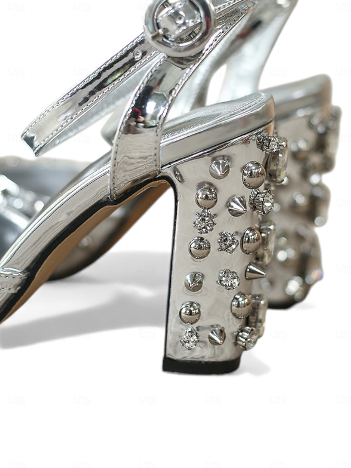 Women's Mardi Gras Silver Baroque Embellished Block Heels - Vintage Crystal-Studded Ankle Strap Shoes for Venetian Carnival, Masquerade Balls & Festive Costume Events 2026 - $139.99 –P5