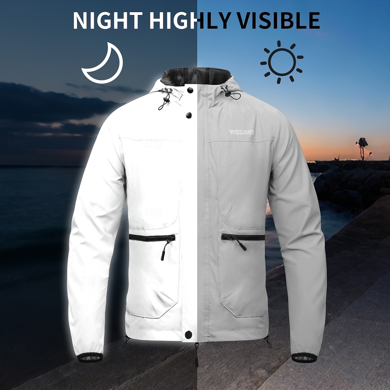WOSAWE motorcycle reflective belt hat jacket motorcycle hiking night riding night running workwear charging jacket windproof and splash proof jacket BD264 2026 - $98.99 –P15