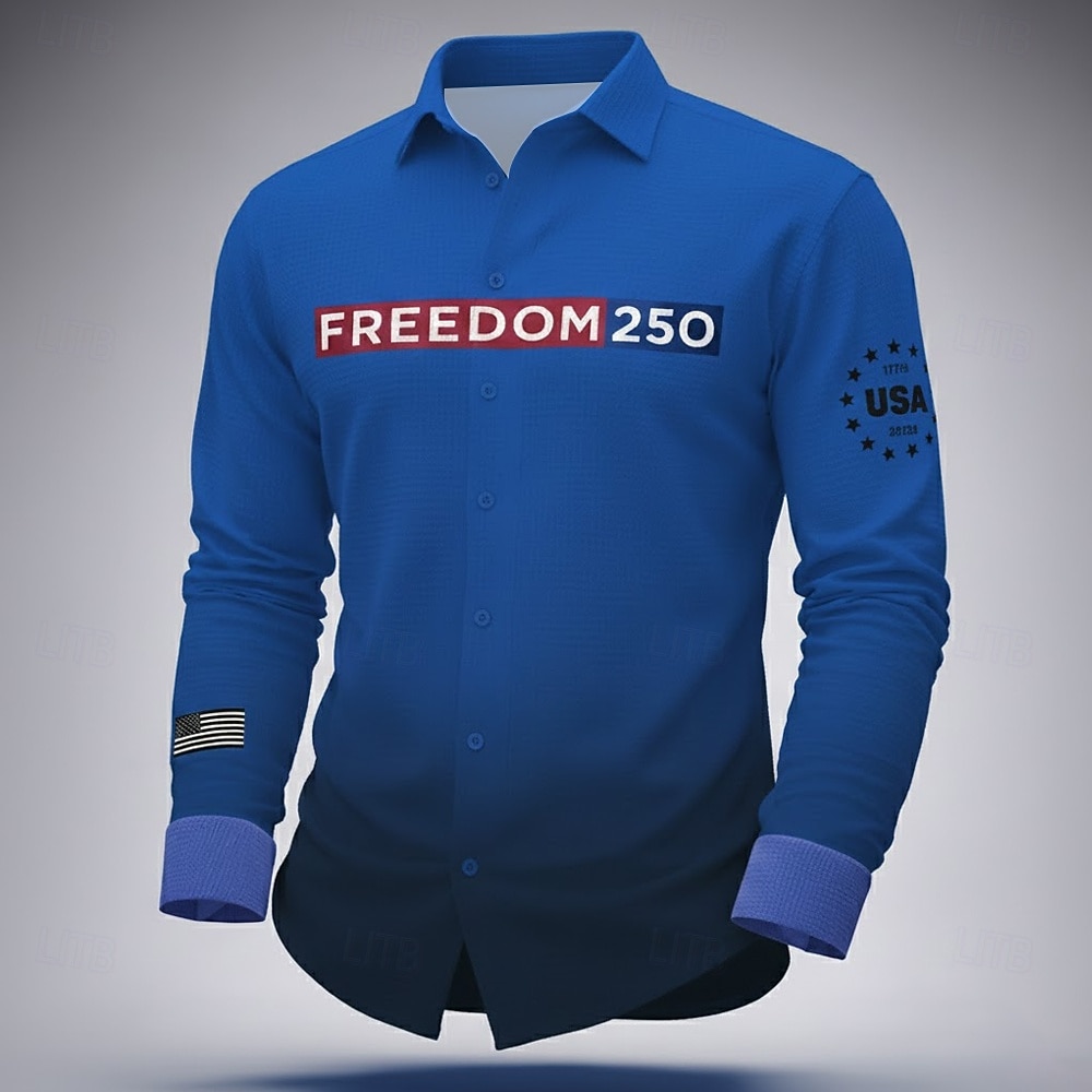Voor heren 4 juli, 250e verjaardag van de VS Vaderlandslievend FREEDOM Overhemd Wafel Shirt Normaal shirt Lange mouw Mode-casual Dagelijks gebruik Feestdagen Zomer Lente Strijkijzer 3D-afdrukken Met 2026 - $29.99 –P2