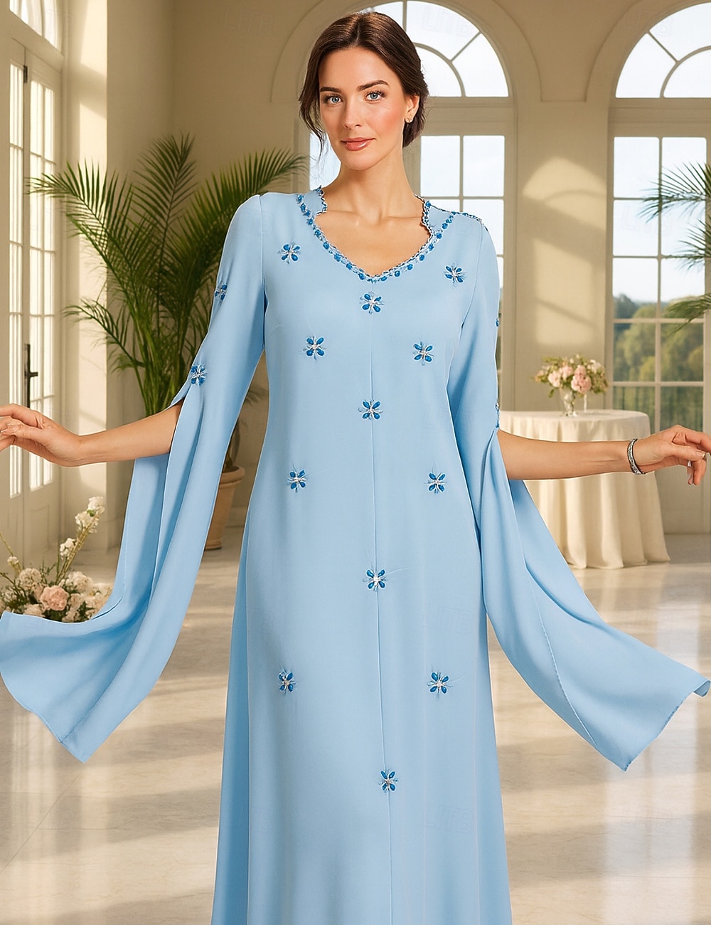 A-Line Floor Length Formal Dresses Evening Gown Mother of the Bride Dress Long Sleeve Scoop Neck Elegant Vintage Party with Beading 2026 - $76.99 –P3