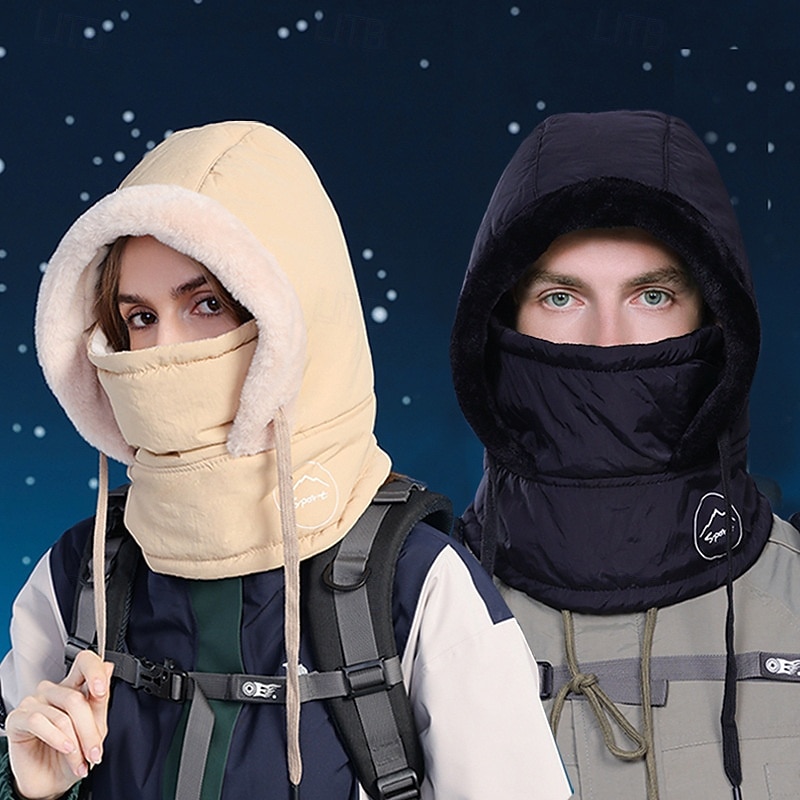 Damska zimowa czapka kominiarka z polarową podszewką i ocieplaczem na szyję, dzianinowa czapka typu beanie 3 w 1 z kapturem i maską na twarz, termiczna czapka na zimne dni z ochroną uszu do jazdy na 2026 - $19.99 –P2