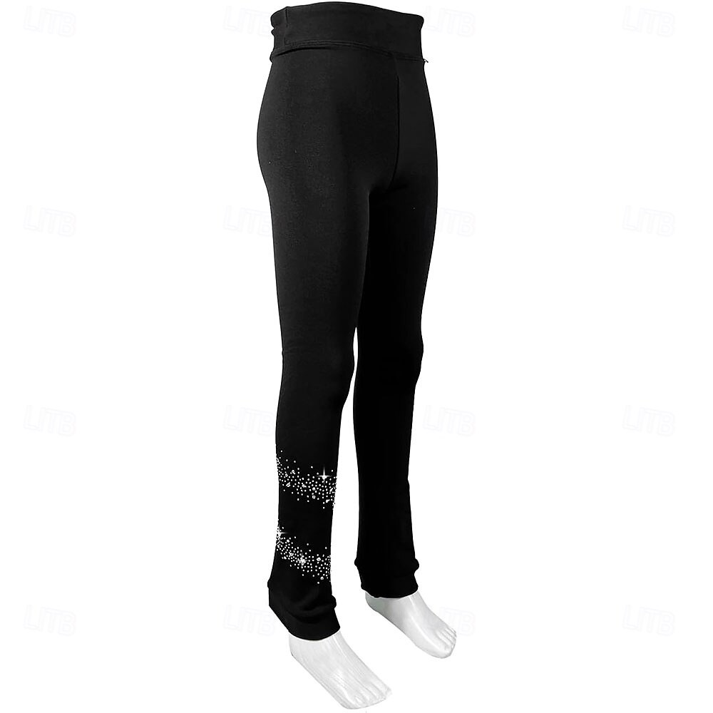 Figure Skating Pants Women's Girls' Ice Skating Bottoms Black Stretchy Training Competition Skating Wear Thermal Warm Crystal / Rhinestone Ice Skating Figure Skating 2026 - $83.99 –P2