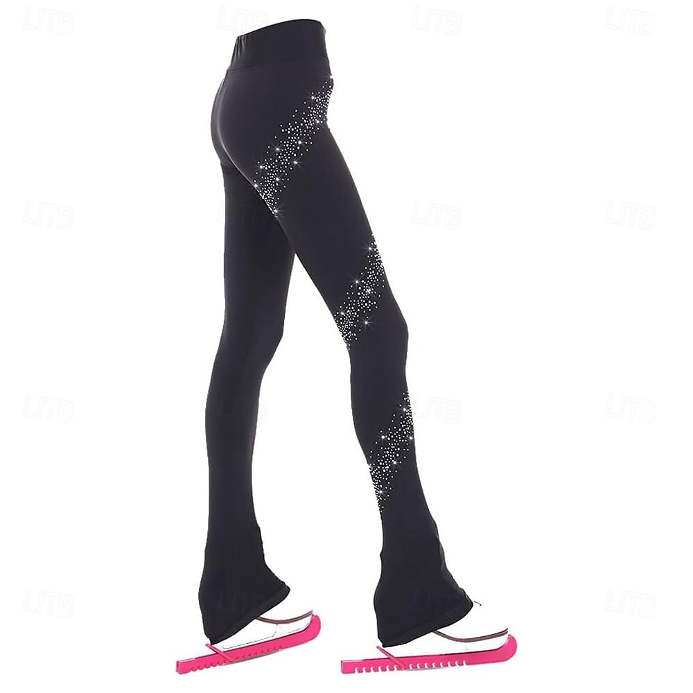 pantaloni da pattinaggio artistico da donna e da ragazza, pantaloni da pattinaggio sul ghiaccio, neri, elastici, abbigliamento da pattinaggio per gare di allenamento, termici, caldi, con del 2026 a $89.99 –P1
