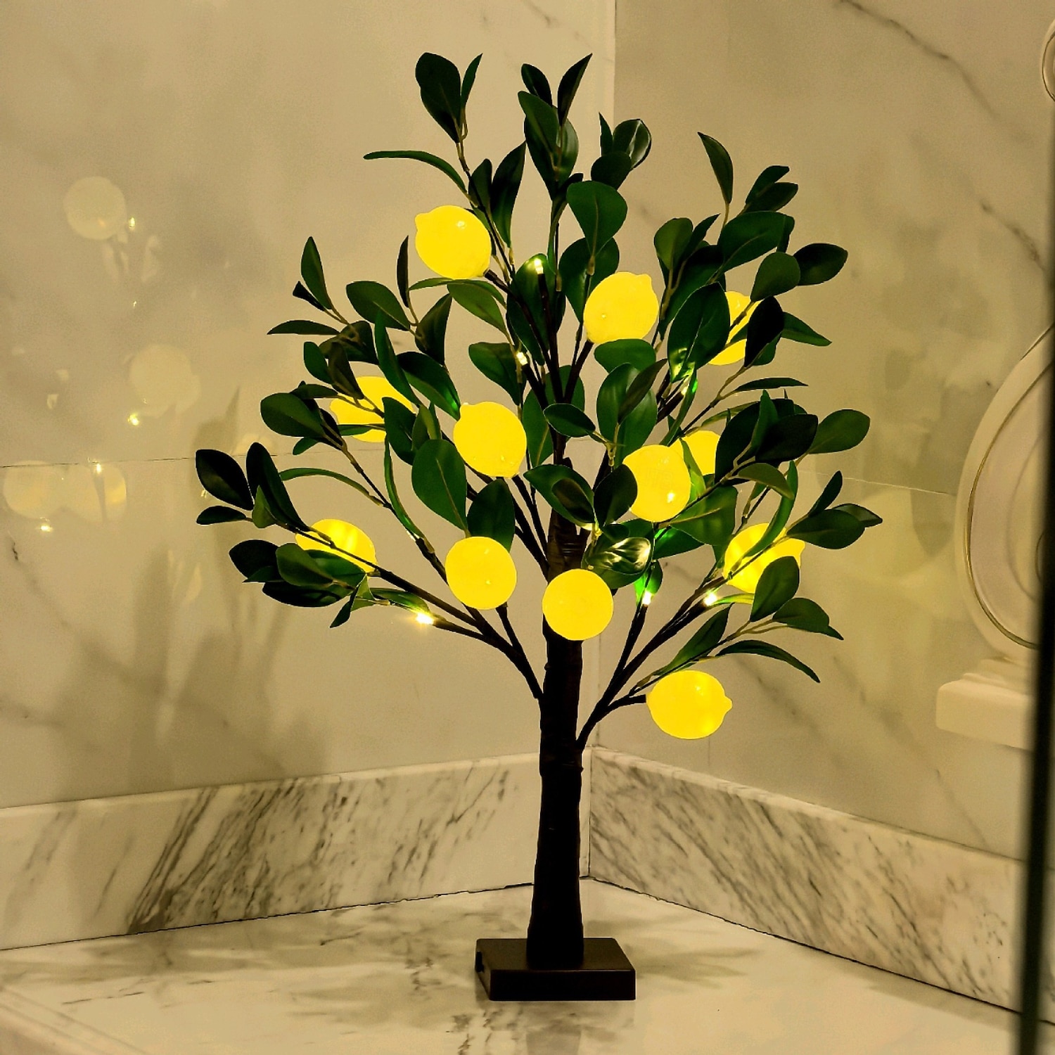 60cm/23,9palcové umělé světlo na citroník, 12 citronů, 24 LED korálků, jarní/letní interiérová/venkovní dekorace do ložnice, obývacího pokoje, jídelny, noční světlo na párty 2026 - $25.99 –P4