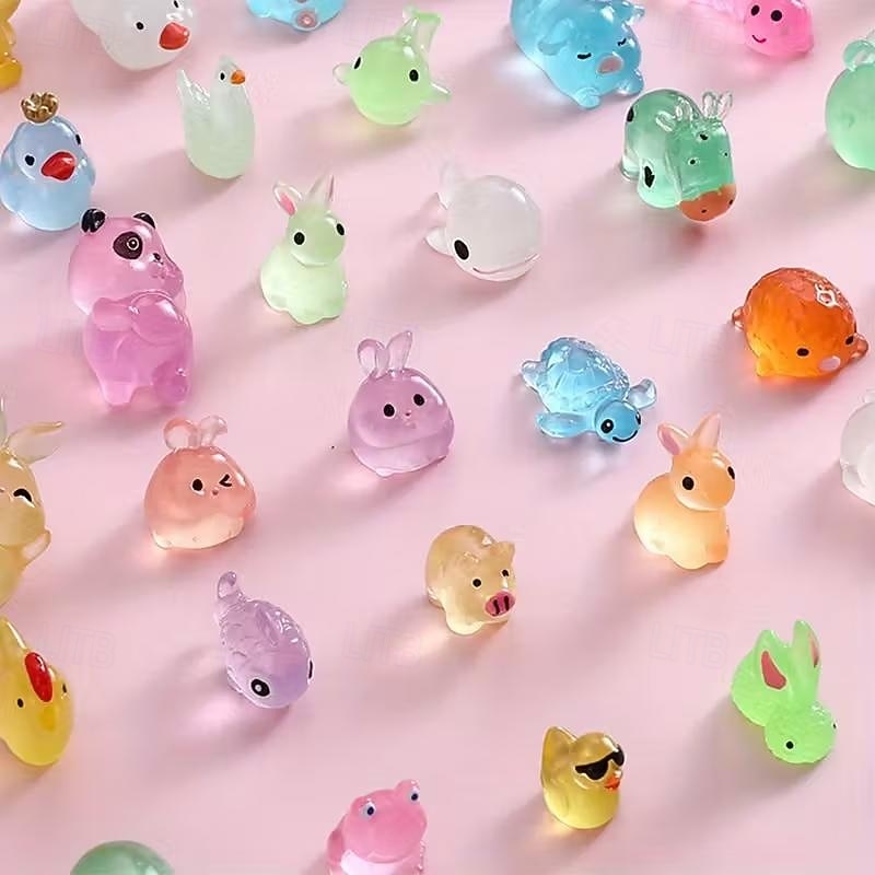 100 stk håndlagde gjennomsiktige harpiksdyranheng til påskeeggfyll, enhjørning, kanin, hai, elefant og mer, fargerike minifigurer til festgaver, høytidsdekorasjoner, samleobjekt til hjemmet 2026 - $16.99 –P4