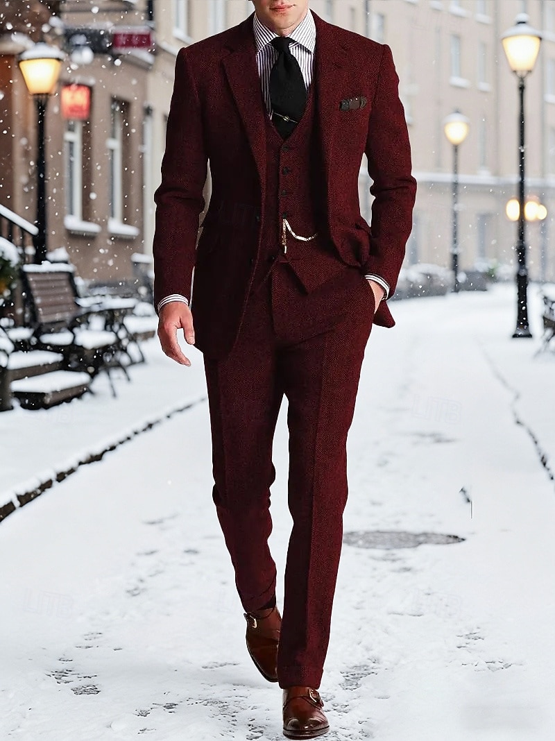 Per uomo Blazer+Gilet+Pantaloni eleganti Blazer Affari Lavoro Matrimonio Moda Streetwear Autunno Inverno Tergal Tinta unica 3 pezzi Monopetto Giacca Nero Champagne Rosa Borgogna del 2026 a $119.99 –P9
