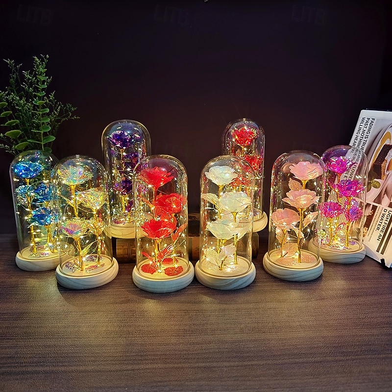 Üveg rózsa örök kristály virág világító rózsák üvegdóm alatt ajándékok nőknek anyának nagymamának feleségnek nővérének 2026 - $17.99 –P2