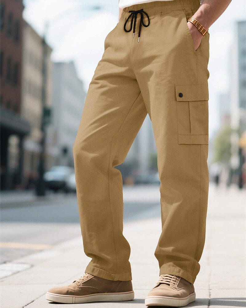 Per uomo Pantaloni Cargo Pantaloni Coulisse Elastico in vita Multi-tasche Tinta unica Antivento Comodità Quotidiano All'aperto Ferie Streetwear Elegante Nero Verde militare del 2026 a $13.49 –P2