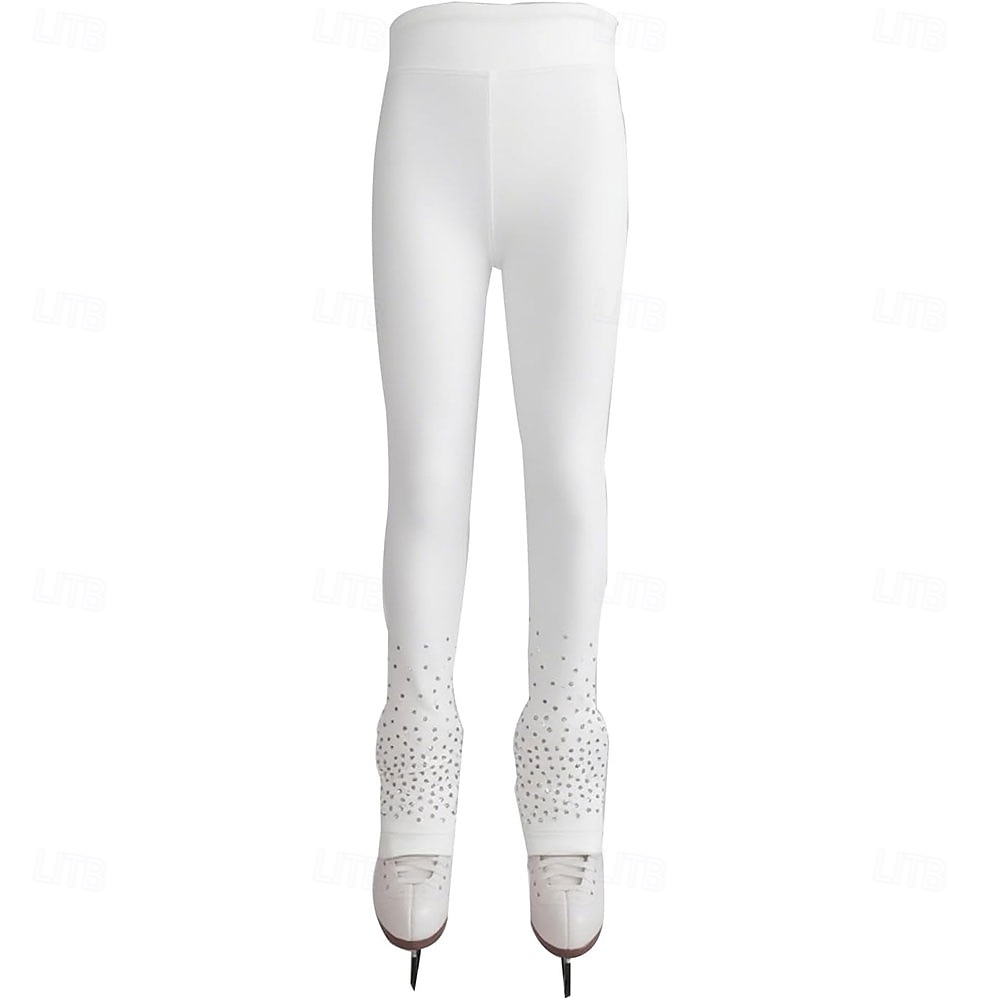 Figure Skating Pants Women's Girls' Ice Skating Bottoms Black Stretchy Training Competition Skating Wear Thermal Warm Crystal / Rhinestone Ice Skating Figure Skating 2026 - $89.99 –P1