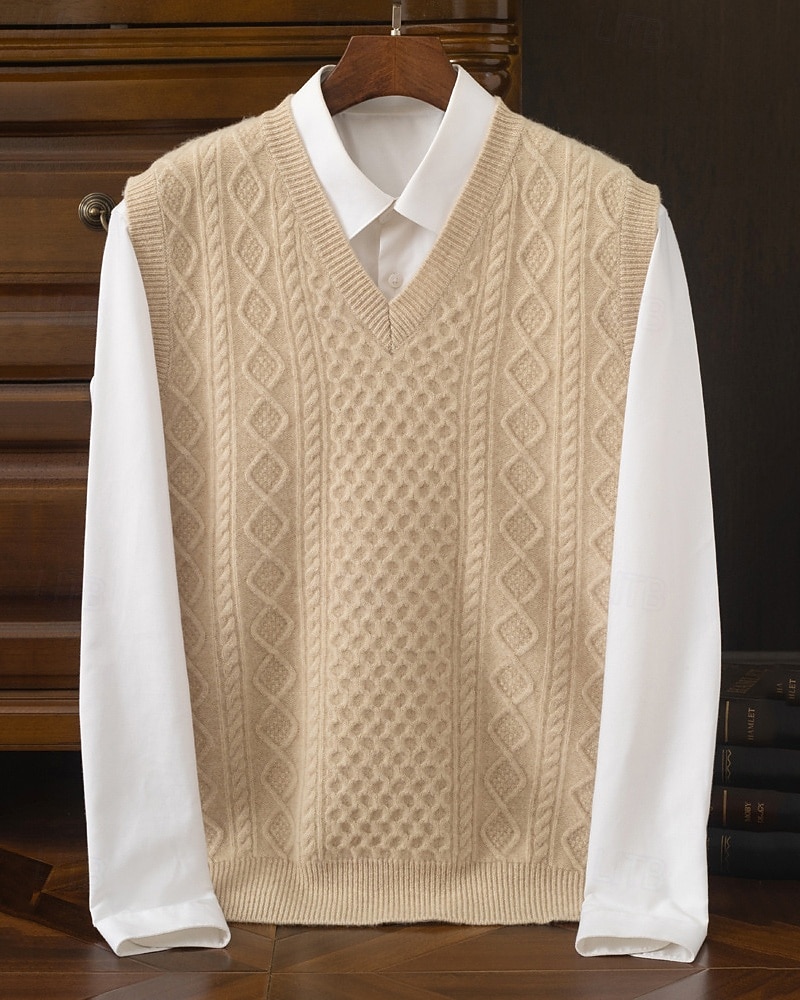 Herren Pullunder Kleid Pullover Pullover Weste Strickpullover Gerippt Stricken Normale Oberteile Gestrickt Einfach V Ausschnitt Mode Streetwear Geschäft Urlaub Bekleidung Ärmellos Herbst Winter 2026 - $130.99 –P1