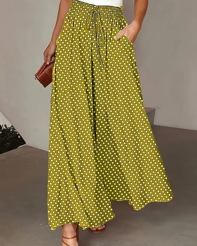 Damen Weites Bein Chinos Hosen Hose Urlaub Streetwear Lässig Lang Mittlere Taillenlinie Tupfen Tasche Elastischer Bund Bequem Unelastisch Täglich Outdoor Urlaub Hellgrau Dunkelgrau Schwarz Rot Sommer 2026 - $22.99 –P2