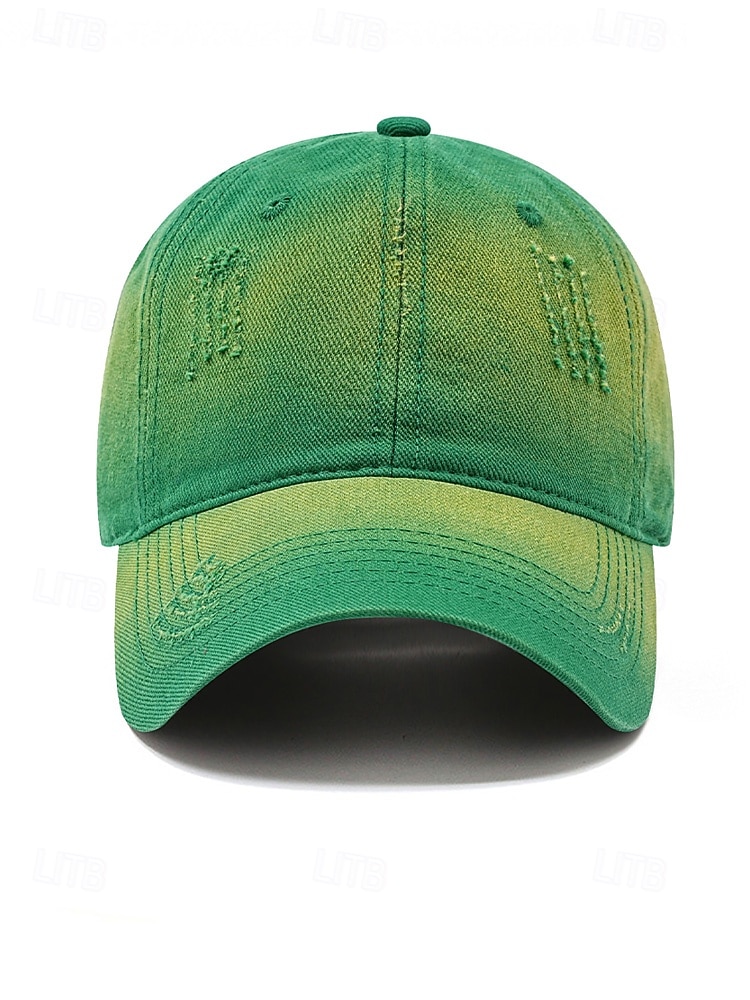 czapka baseballowa z bawełny z gradientem, unisex, ze zniszczonym wzorem, dostępna w wielu kolorach, idealna na dzień św. Patryka i do noszenia na co dzień 2026 - $14.99 –P7