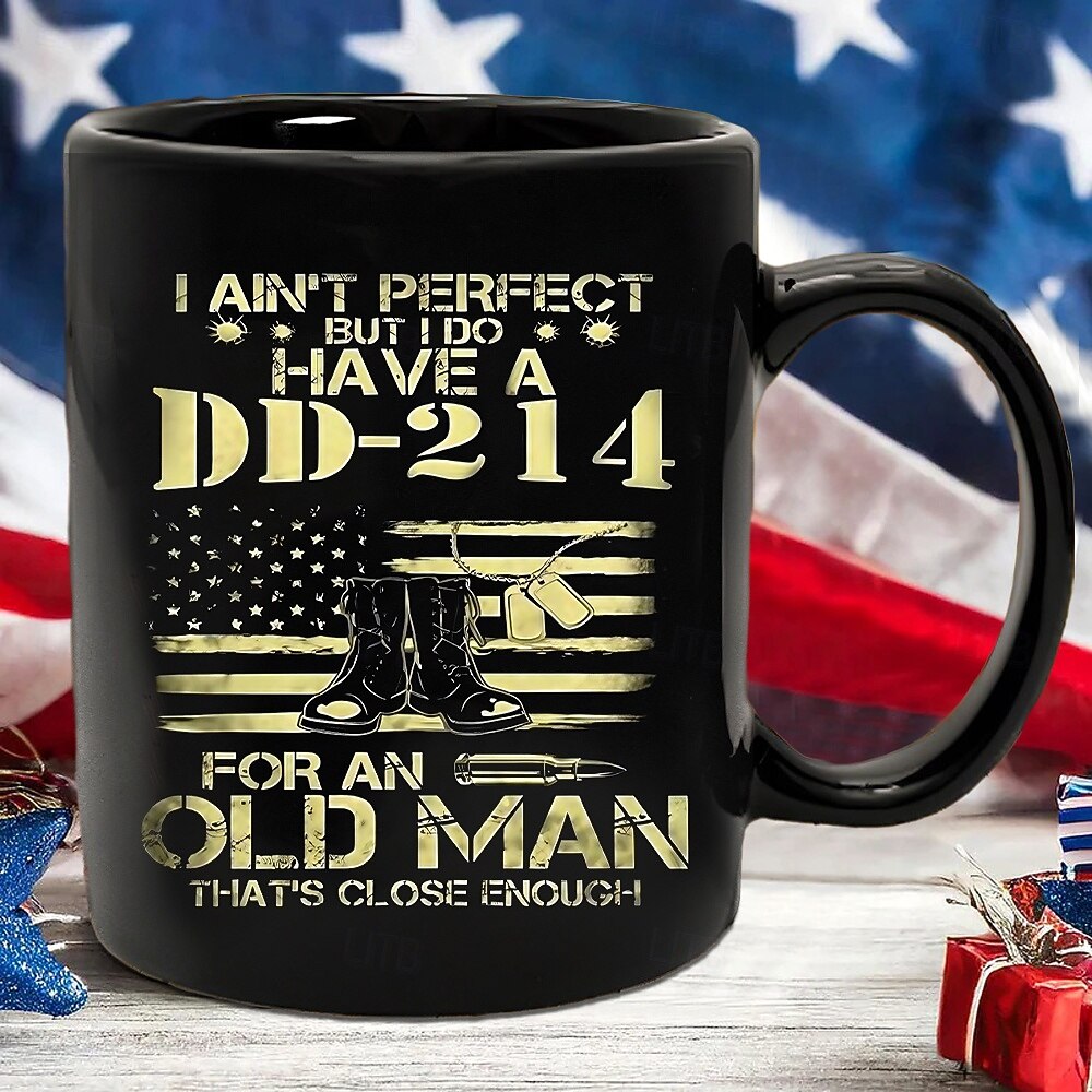 dd-214 veterangavekrus - jeg er ikke perfekt, men jeg har en dd-214 til en gammel mann som er nær nok det amerikanske flagget &design av militærstøvler 2026 - $15.99 –P4