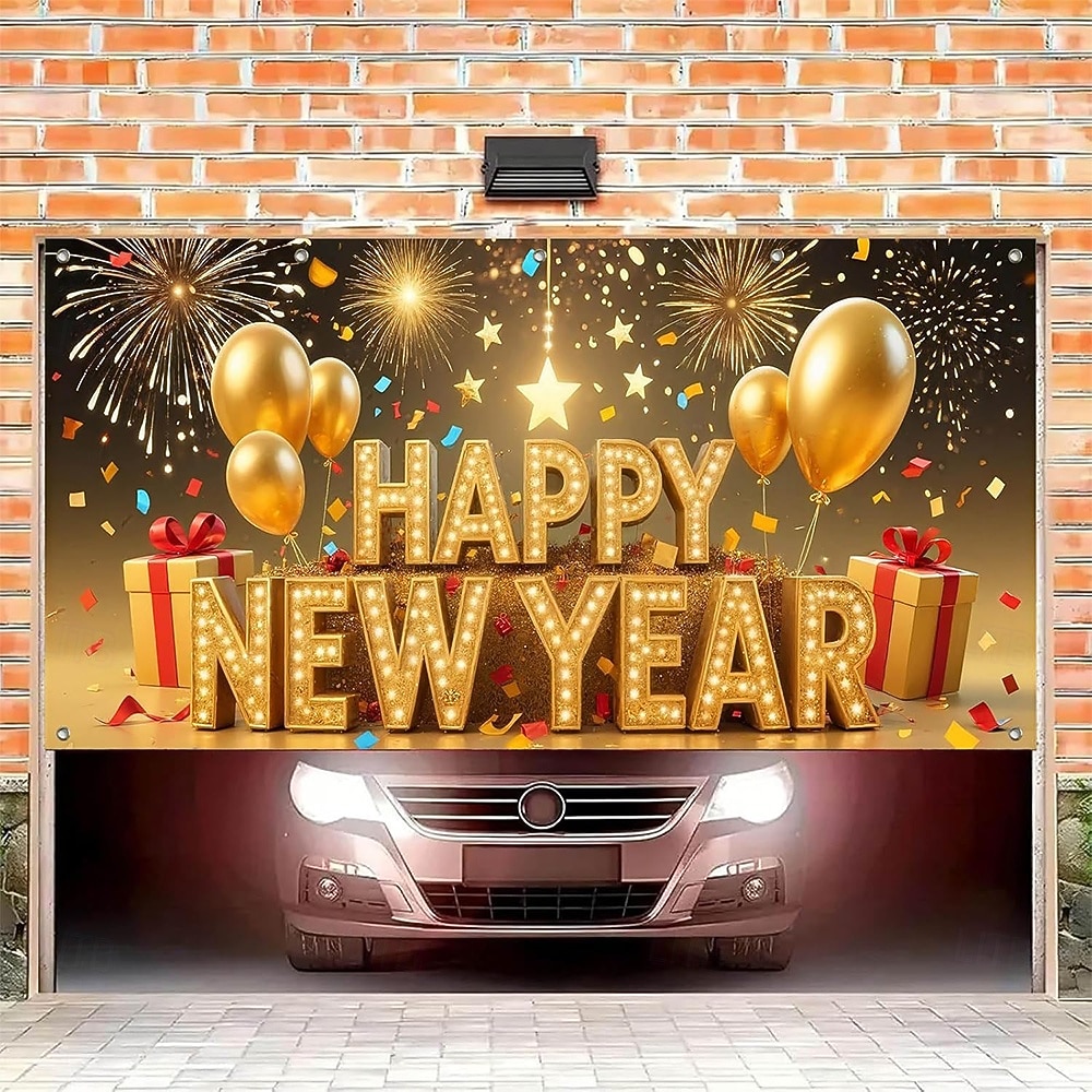 ראש השנה גוֹבּלֶן כיסוי דלת מוסך תלייה גדולה שנה טובה 2026 זיקוקין סגנון חמוד 3D מסיבה חוץ חג רקעים לצילום יארד עיצוב הבית 2026 - $38.99 –P6