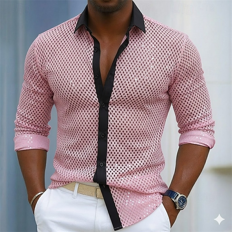 Ανδρικά Πουκάμισο Καλοκαιρινό πουκάμισο Casual πουκάμισο Πουκάμισο παραλίας Πουκάμισο με κουμπιά Λευκό Ανθισμένο Ροζ Ρουμπίνι Μακρυμάνικο Συνδυασμός Χρωμάτων Πέτο Καθημερινά Διακοπές Πούλιες Ρούχα 2026 - $27.99 –P4