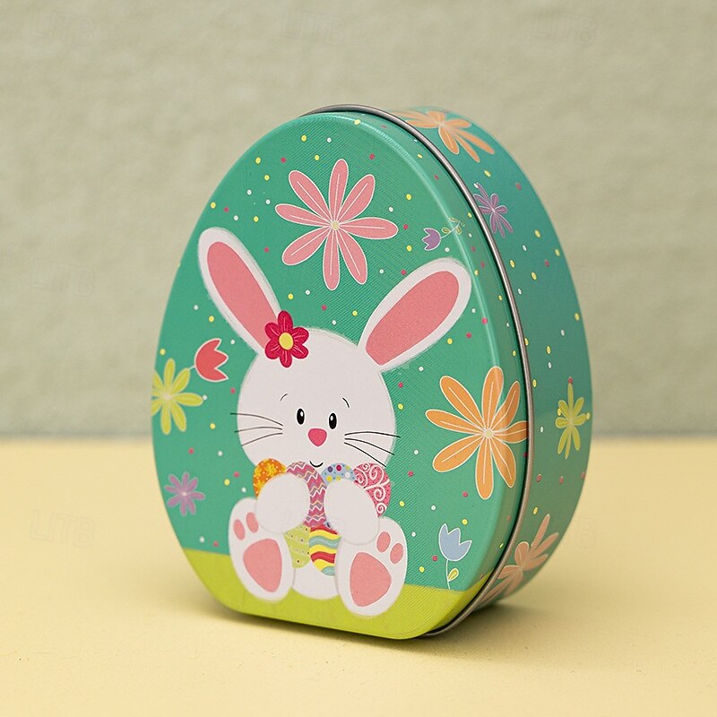 1pc Easter Bunny Egg Shape Tin Box, Kids Gift Candy Container, Cute Metal Treat Case, Holiday Party Favor, Easter Basket Stuffer Storage Box 2026 - $9.99 –P9