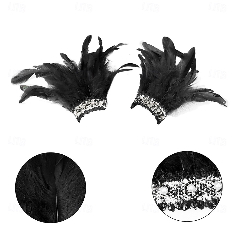 Carnaval 2026 Accesorios de Samba del Carnaval de Río Puños de Plumas para Mujeres Puños de Lentejuelas Brillantes con Plumas de Varios Colores para Danza en Brasil 2026 - $10.49 –P4
