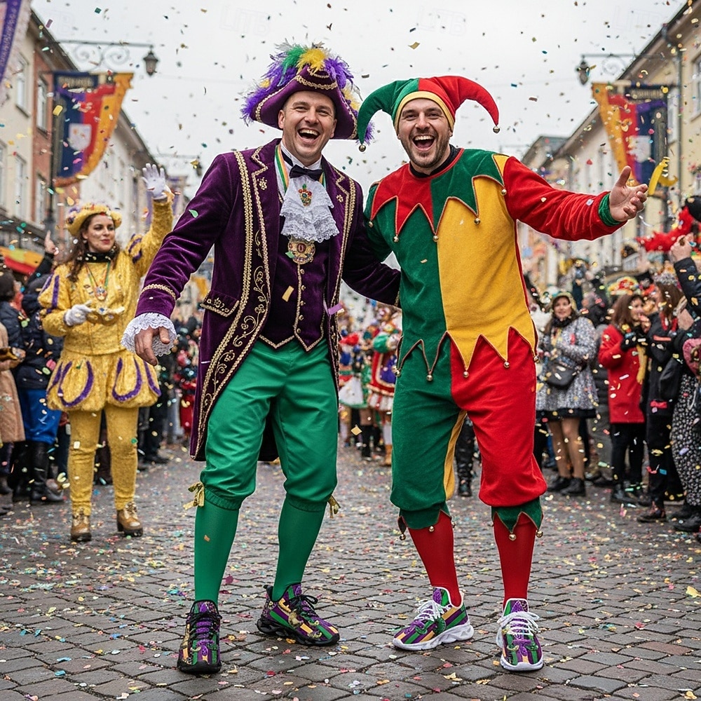 סניקרס ספורטיביות צבעוניות לגברים לחג המולד נעליים קלות עם ספיגת זעזועים לאירועי קרנבל מצעדים הליכה חיצונית טיולים וספורט יומיומי 2026 - $42.99 –P1