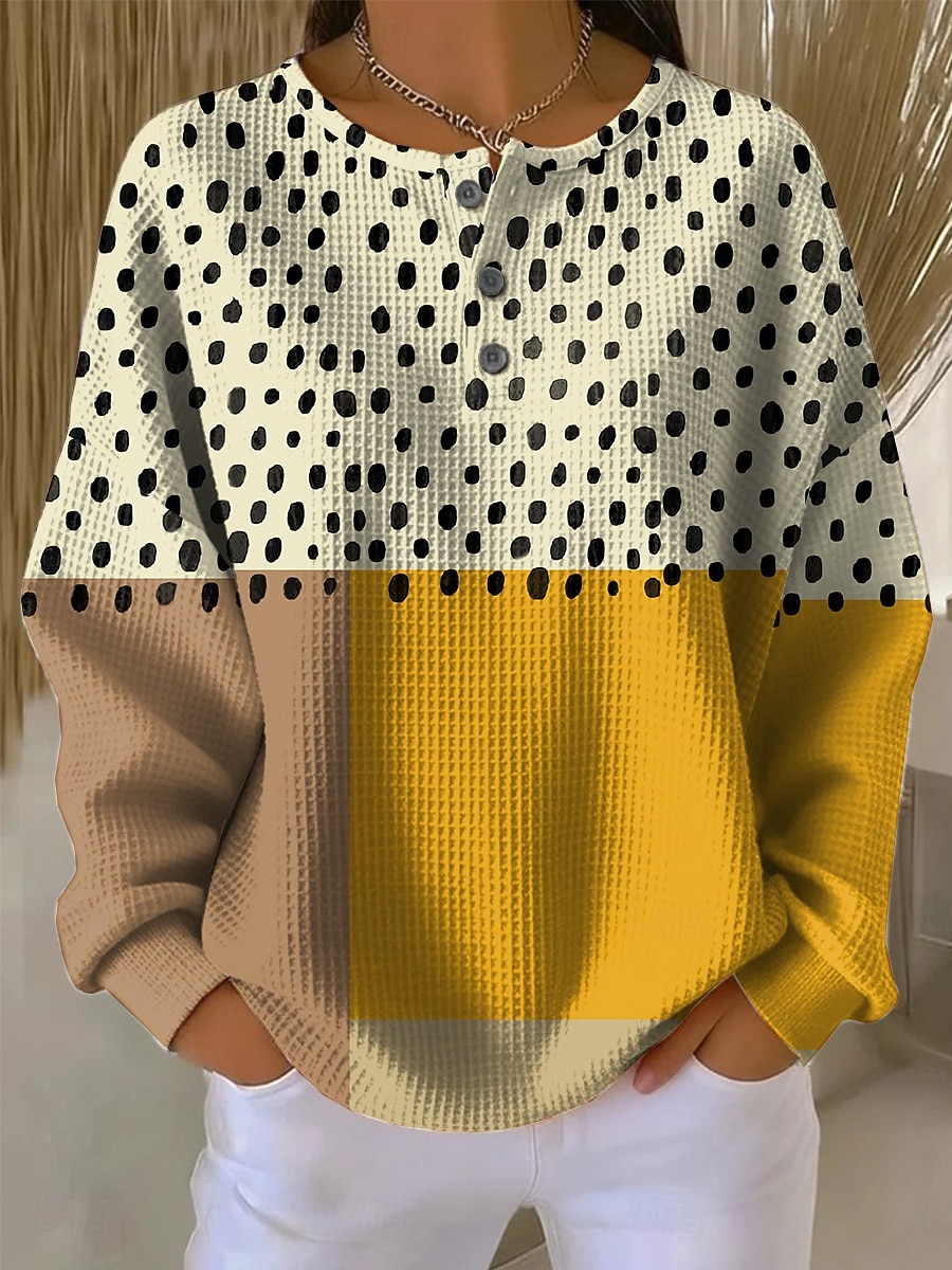 Per donna Felpa Pullover Geometrico Astratto Casual Manica Lunga Girocollo Top Regolari Blu Nero Bianco Giallo Rosa Primavera Autunno del 2026 a $28.99 –P7