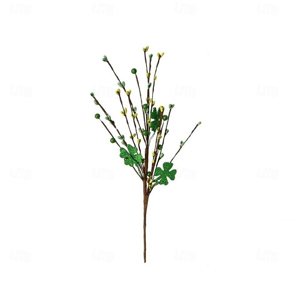 חבילה של 6 גבעולי פירות יער תלתן ליום פטריק הקדוש, מקלות תלתן מלאכותיים לקישוט, גבעולי פירות יער איריים ירוקים לקישוטי שולחן מרכזיים, סידורי פרחים ויצירות "עשה זאת בעצמך" 2026 - $28.99 –P12