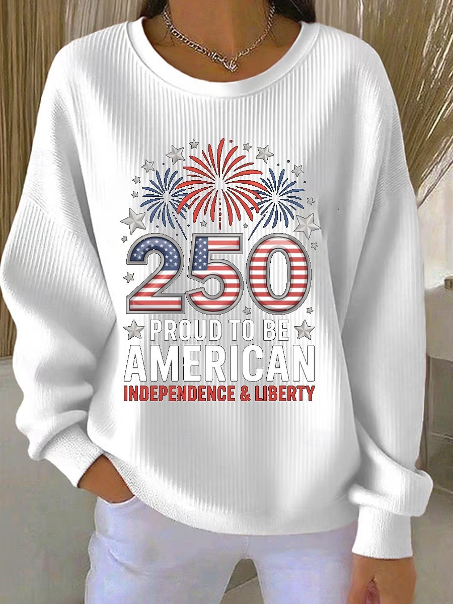 Ziua Independenței Anniversary American Patriotism Pulover pentru femei Graphic Litera Cald Clasic Casual Manșon Lung Gât Rotund Print Casnic Stradă Albastru Negru Alb Roșu Primăvară Toamnă Iarnă 2026 - $29.99 –P3