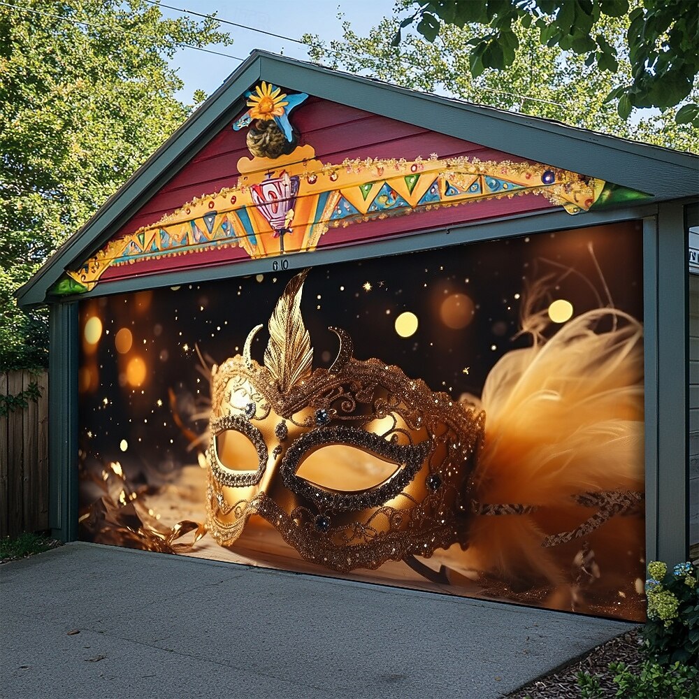 Martedì grasso Copertura per porta del garage Grande appeso Maschera Piume Lusso 3D Da serata All'aperto Sfondi di ripresa Porta d'ingresso Stile Carnevale di Venezia Arredamento per la casa del 2026 a $49.99 –P5