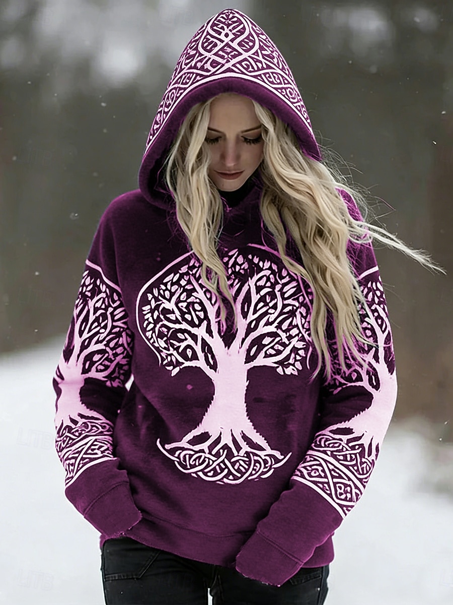 Per donna Felpa con cappuccio Patchwork Stampato Tasca Frontale Grafico Geometrico Vintage Casual Manica Lunga Con Cappuccio Top Regolari Casuale Streetwear Abbigliamento Quotidiano Blu blu navy del 2026 a $31.99 –P2