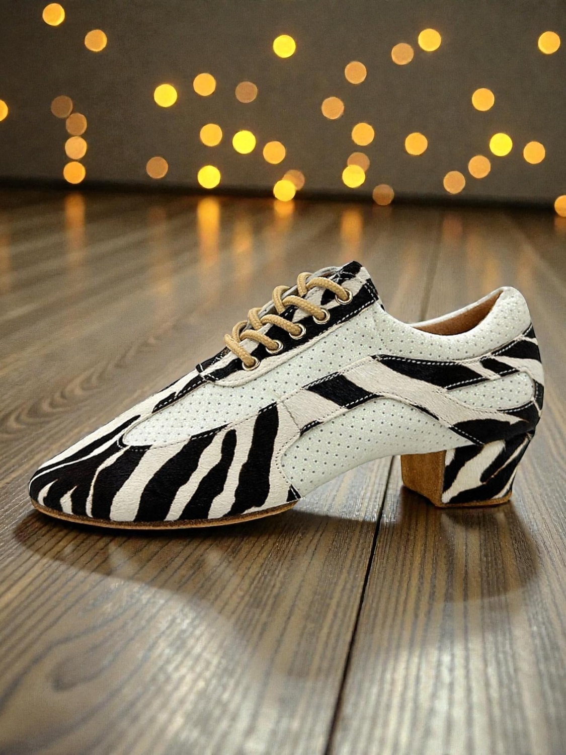 Women's Zebra Print Lace-Up Professional Dance Shoes - Suede Sole Latin & Ballroom Practice Heels, Breathable Design, Comfortable Training & Performance Footwear for Women 2026 - $64.99 –P5