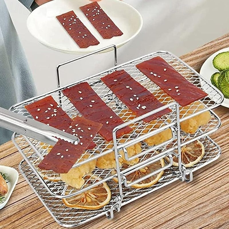 Grelha desidratadora multicamadas em aço inoxidável, acessórios para fritadeira a ar de 3 níveis, grelha removível para secagem e cozimento a vapor, ideal para assar e cozinhar em fritadeira a ar e de 2026 por $21.99 –P6