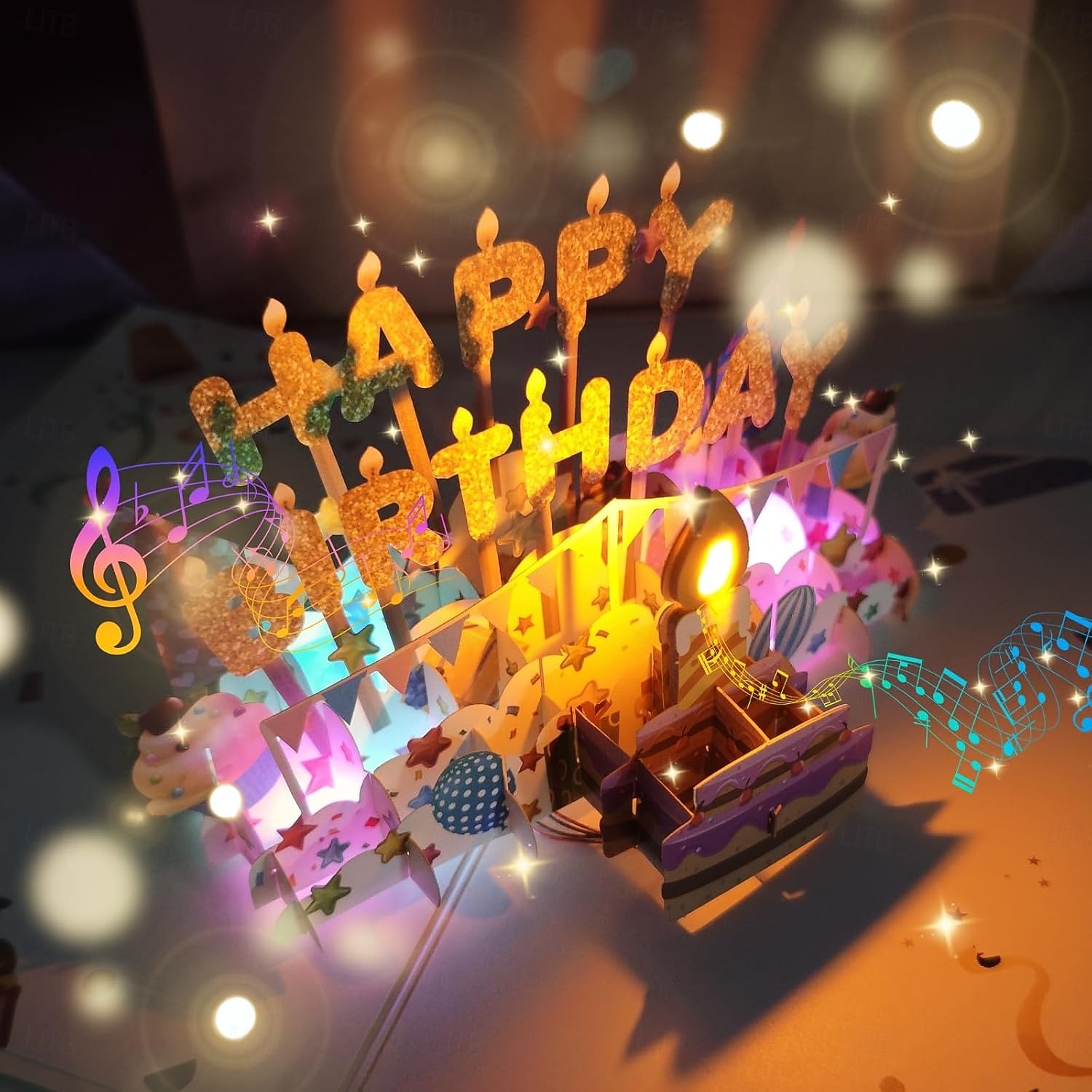 kartki urodzinowe fajerwerki wyskakujące ciasto dmuchane światło i muzyka kartka urodzinowa prezenty dla kobiet mężczyzn mamy dzieci 2026 - $17.99 –P5