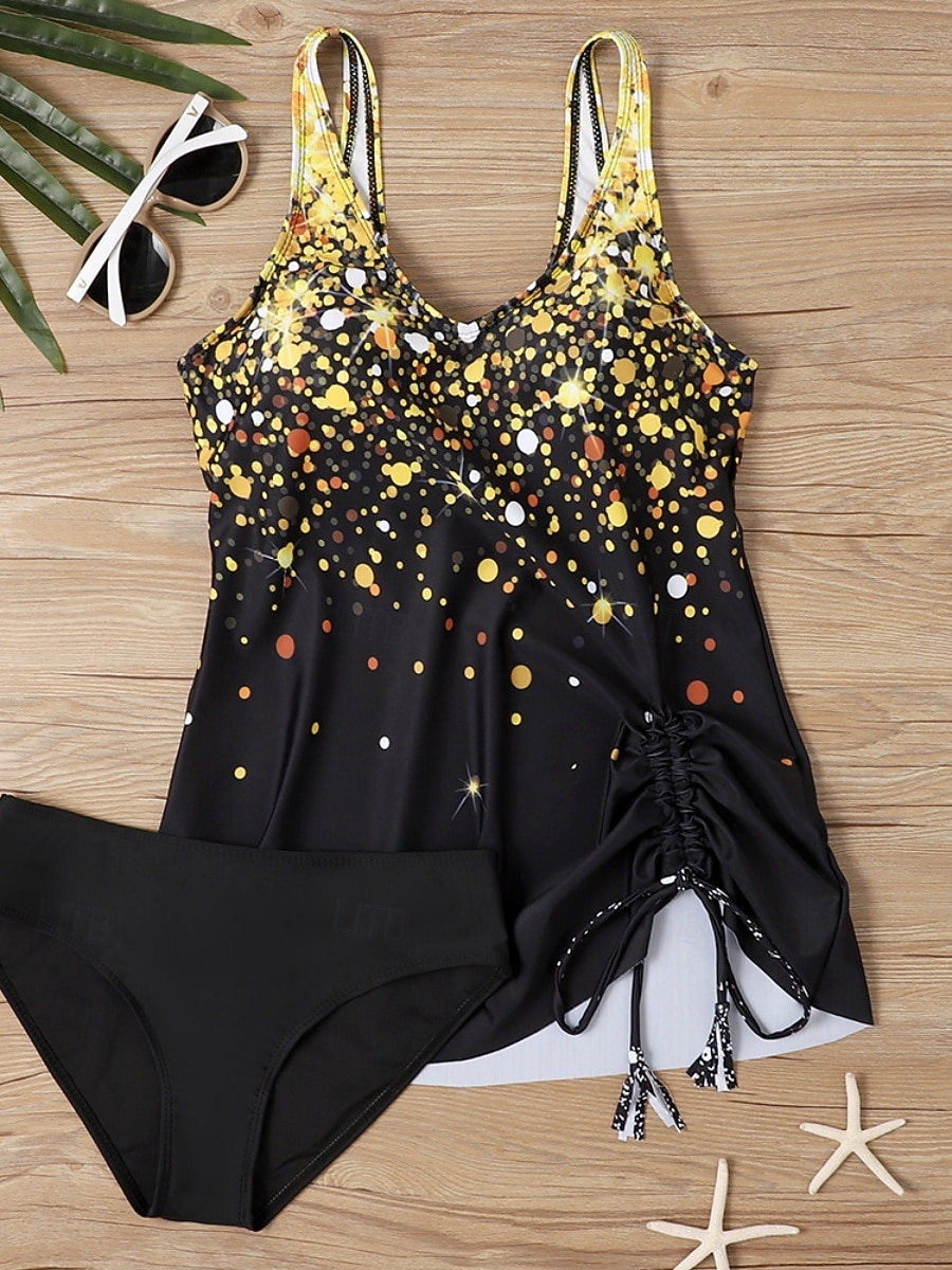 Costum de baie pentru femei tankini 2 piese cu slipuri cu control al burticii talie înaltă cu spatele gol pentru vacanțe la plajă cu gradient cu fluturi cu guler V fără mâneci 2026 - €18.99 –P6