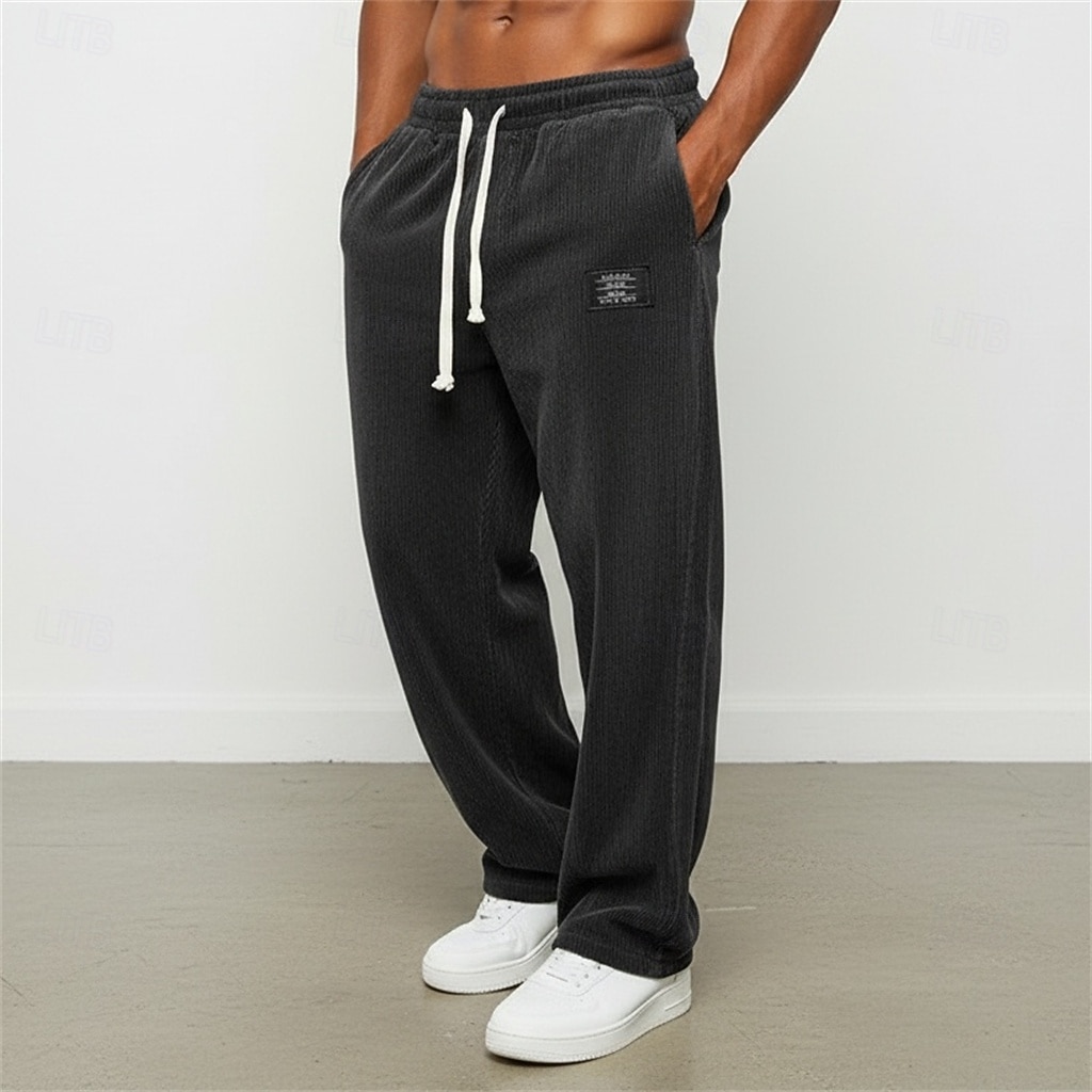 Herren Jogginghose Hose Cordhose Freizeithose Kordelzug Elastischer Bund Gerader Schnitt Einfach Komfort Volle Länge Täglich Sport im Freien Ferien Urlaub Mode Blau Schwarz Mikroelastisch 2026 - $26.99 –P2