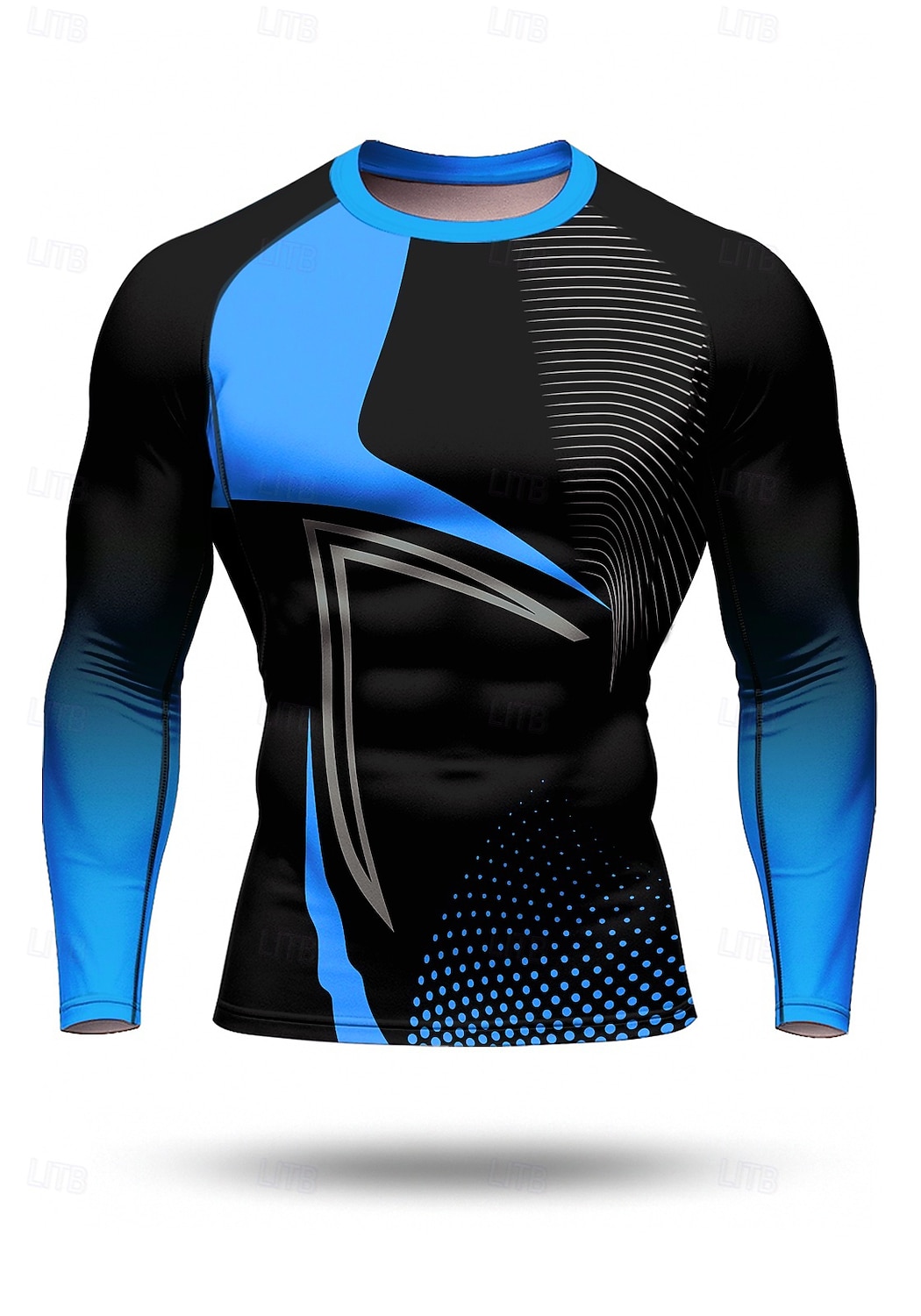 Муж. Футболка для бега Компрессионная футболка 3D печать Длинный рукав Основной слой Весна Осень Геометрический принт Быстровысыхающий Сжатие видеоизображений Для тренировки Power Flex Влагоотводящие 2026 - $18.99 –P7